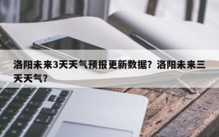 洛阳未来3天天气预报更新数据？洛阳未来三天天气？